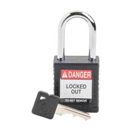 Velocity(TM) Lockout Padlocks Nylon 1.5in Shackle Clearance KD Black