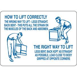 How To Lift Correctly The Wrong Way To Lift The Right Way To Lift Sign, 10" H x 14" W x 0.06" D, Polystyrene