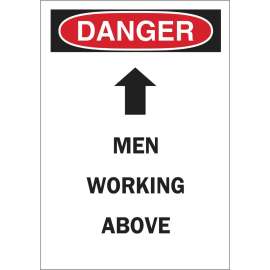 DANGER Men Working Above Sign, 14" H x 10" W x 0.06" D, Polystyrene