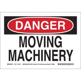DANGER Moving Machinery Sign, 10" H x 14" W x 0.06" D, Polystyrene