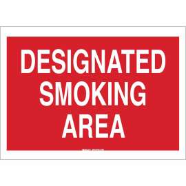 Designated Smoking Area Sign, 7" H x 10" W x 0.06" D, Polystyrene