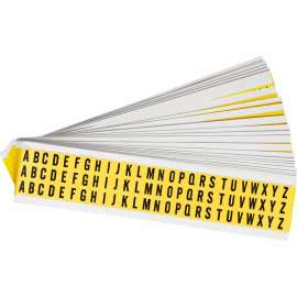 Repositionable Vinyl 0.375 in Black on Yellow, Letters A to Z Pack of 25 Cards