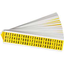 Repositionable Vinyl 0.375 in Black on Yellow, Numbers 0 to 9 Pack of 25 Cards
