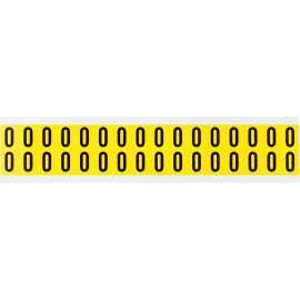 Repositionable Vinyl 0.625 in Black on Yellow, Numbers 0 Card of 32 Labels