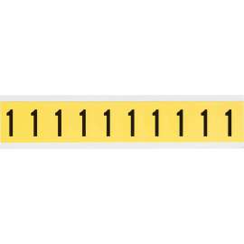 Repositionable Vinyl 1 in Black on Yellow, Numbers 1 Card of 10 Labels
