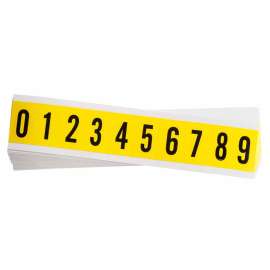 Repositionable Vinyl 1 in Black on Yellow, Numbers 0 to 9 Pack of 25 Cards