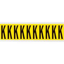 Repositionable Vinyl 2 in Black on Yellow, Letters K Card of 10 Labels
