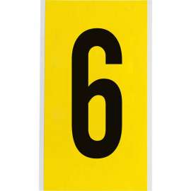 Repositionable Vinyl 6 in Black on Yellow, Numbers 6 Card
