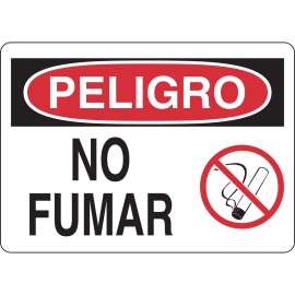 PELIGRO No Fumar Sign, 10" H x 14" W x 0.035" D, Aluminum