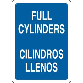 Bilingual Full Cylinders Full Cylinders Sign, 14" H x 10" W x 0.06" D, Polystyrene