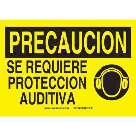 PRECAUCION Se Requiere Proteccion Auditiva Sign, 10" H x 14" W x 0.06" D, Polystyrene