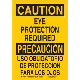 Bilingual CAUTION Eye Protection Required Sign, 14" H x 10" W x 0.06" D, Polystyrene
