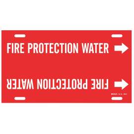 FIRE PROTECTION WATER Pipe Marker, 10" H x 32" W, Fits Pipes 10" Dia. Thru 15" Dia.