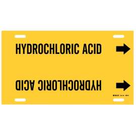 HYDROCHLORIC ACID Pipe Marker, 10" H x 24" W, Fits Pipes 8" Dia. Thru 9.875" Dia.