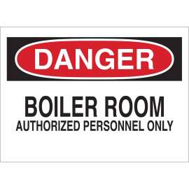 DANGER Boiler Room Authorized Personnel Only Sign, 10" H x 14" W x 0.035" D, Aluminum