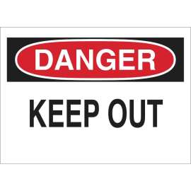 DANGER Keep Out Sign, 10" H x 14" W x 0.035" D, Aluminum
