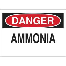 DANGER Ammonia Sign, 7" H x 10" W x 0.035" D, Aluminum