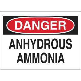DANGER Anhydrous Ammonia Sign, 7" H x 10" W x 0.035" D, Aluminum