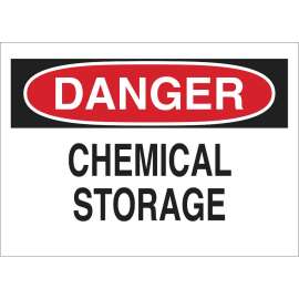 DANGER Chemical Storage Sign, 10" H x 14" W x 0.035" D, Aluminum