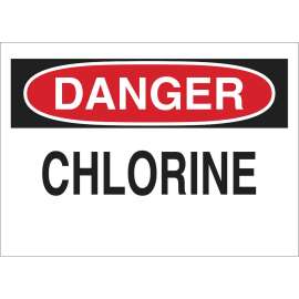 DANGER Chlorine Sign, 10" H x 14" W x 0.035" D, Aluminum