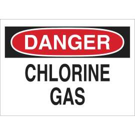 DANGER Chlorine Gas Sign, 7" H x 10" W x 0.035" D, Aluminum