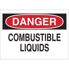 DANGER Combustible Liquids Sign, 7" H x 10" W x 0.035" D, Aluminum