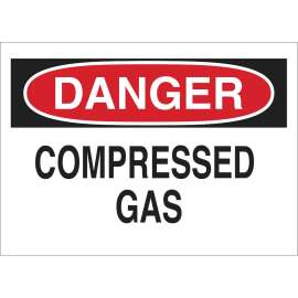 DANGER Compressed Gas Sign, 7" H x 10" W x 0.035" D, Aluminum