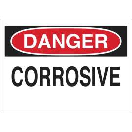 DANGER Corrosive Sign, 7" H x 10" W x 0.035" D, Aluminum