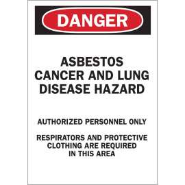 DANGER Asbestos Cancer And Lung Disease Hazard Authorized Personnel Only Sign, 10" H x 7" W x 0.035" D, Aluminum