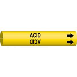 ACID Pipe Marker, 2" H x 2" W, Fits Pipes 2.5" Dia. Thru 3.875" Dia.