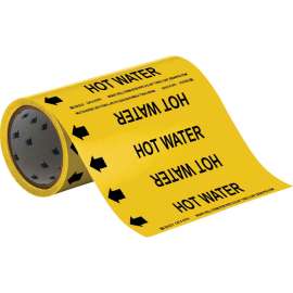 Hot Water Pipe Marker, 30' H x 8" W x 30' L, Roll of 30', Fits Pipes 2" Dia. or Smaller