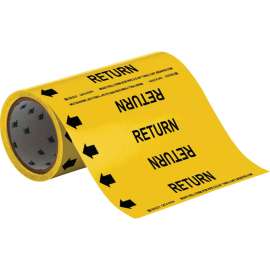 Return Pipe Marker, 30' H x 8" W, Roll of 30', Fits Pipes 2" Dia. or Smaller