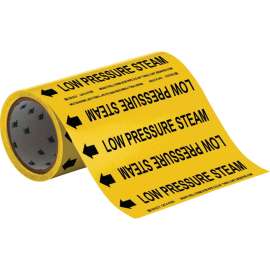 Low Pressure Steam Pipe Marker, 30' H x 8" W, Roll of 30', Fits Pipes 2" Dia. or Smaller