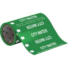 City Water Pipe Marker, 30' H x 8" W x 30' L, Roll of 30', Fits Pipes 2" Dia. or Smaller