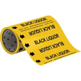Black Liquor Pipe Marker, 30' H x 8" W, Roll of 30', Fits Pipes 2" Dia. or Smaller
