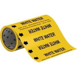 White Water Pipe Marker, 30' H x 8" W x 30' L, Roll of 30', Fits Pipes 2" Dia. or Smaller