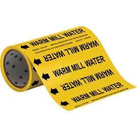 Warm Mill Water Pipe Marker, 30' H x 8" W x 30' L, Roll of 30', Fits Pipes 2" Dia. or Smaller