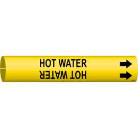 Hot Water Pipe Marker, 0.8125" H x 0.8125" W, Fits Pipes 0.75" Dia. Thru 1.375" Dia.