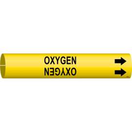OXYGEN Pipe Marker, 0.875" H x 0.875" W, Fits Pipes 1.5" Dia. Thru 2.375" Dia.