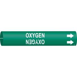 OXYGEN Pipe Marker, 0.875" H x 0.875" W, Fits Pipes 1.5" Dia. Thru 2.375" Dia.