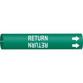RETURN Pipe Marker, 0.875" H x 0.875" W, Fits Pipes 1.5" Dia. Thru 2.375" Dia.