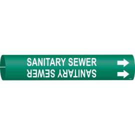 Sanitary Sewer Pipe Marker, 2.8125" H x 2.8125" W, Fits Pipes 4" Dia. Thru 6" Dia.