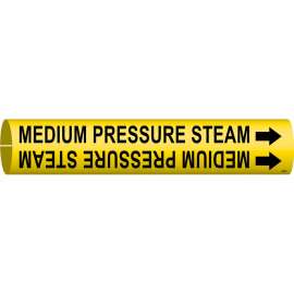 Snap-On Pipe Marker: MEDIUM PRESSURE STEAM, 2.8125" H x 2.8125" W, Fits Pipes 4" Dia. Thru 6" Dia.