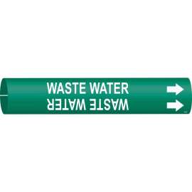 Waste Water Pipe Marker, 2.8125" H x 2.8125" W, Fits Pipes 4" Dia. Thru 6" Dia.
