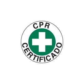 Hard Hat Emblems, CPR Certificado, 2" Dia x 0.004" D, Card of 4 Labels, Black/Green on White