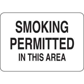 Smoking Permitted In This Area Sign, 10" H x 14" W x 0.035" D, Aluminum