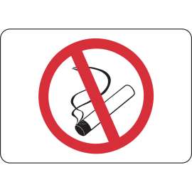 No Smoking Picto Sign, 7" H x 10" W x 0.035" D, Aluminum