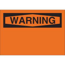 Blank WARNING Sign, 10" H x 14" W x 0.035" D, Black on Orange, Aluminum