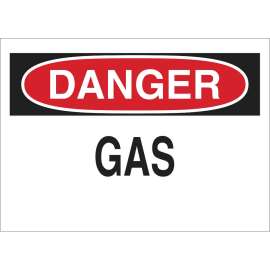 DANGER Gas Sign, 10" H x 14" W x 0.035" D, Aluminum
