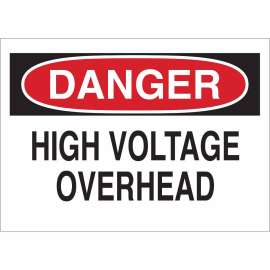 DANGER High Voltage Overhead Sign, 7" H x 10" W x 0.035" D, Aluminum